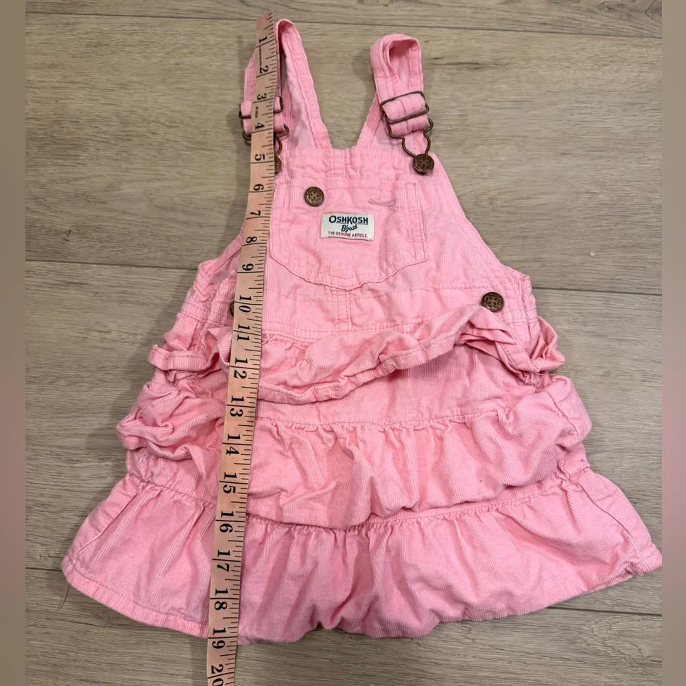 Vintage Oshkosh BGosh Pink Corduroy Ruffle‎ Overall Dress 3t